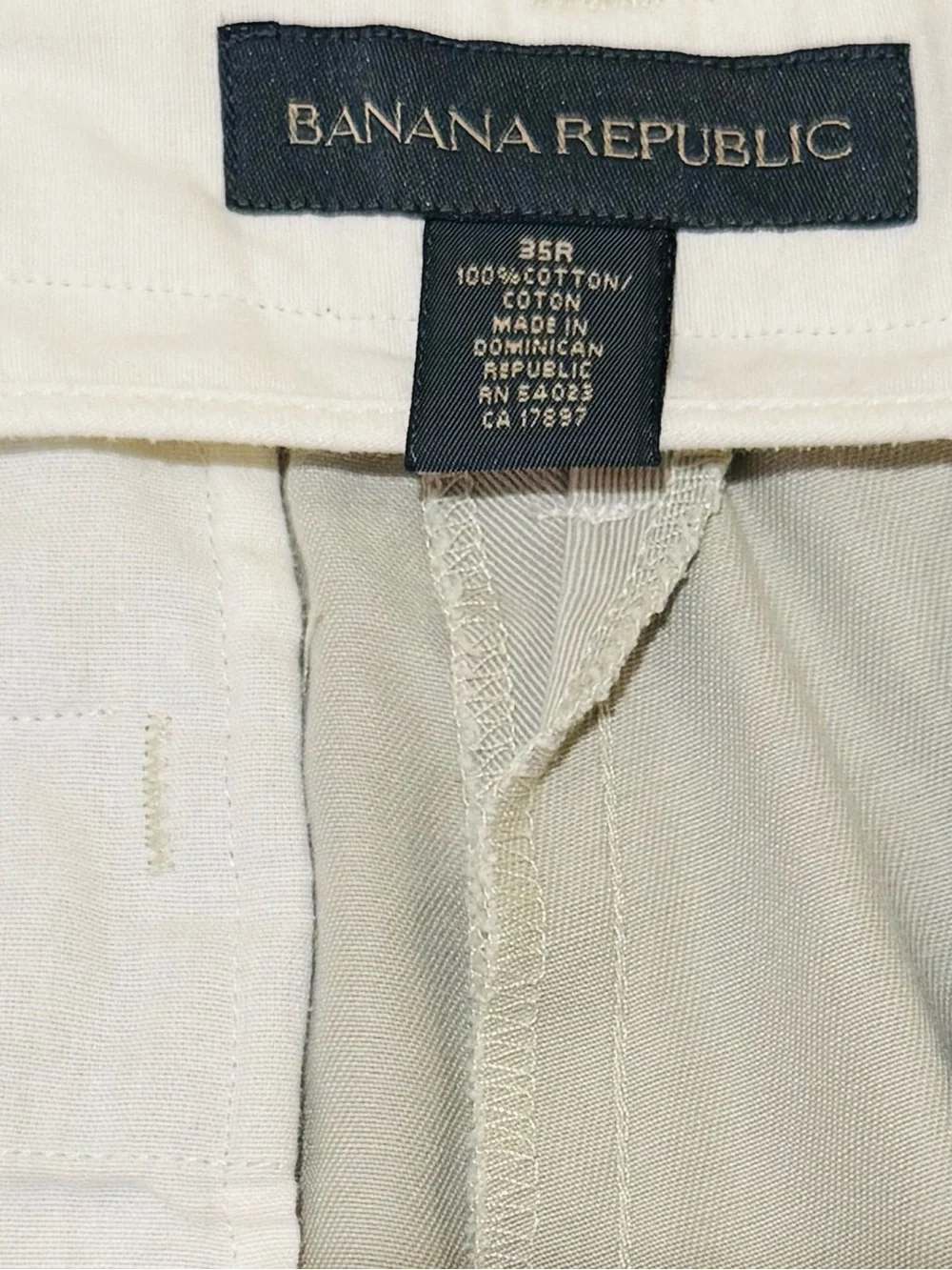 Banana Republic Men’s Straight Leg Chino Pants 35R Beige 100% Cotton